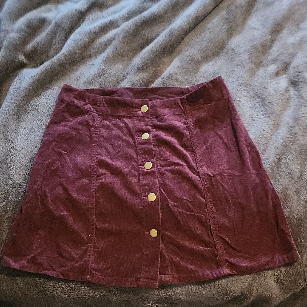 Xhilaration Burgundy Corduroy Mini Skirt